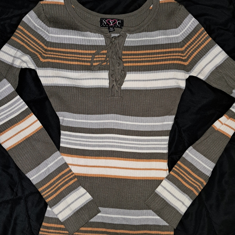 Striped Long Sleeve Sweater (TEMPORARY PRICE)